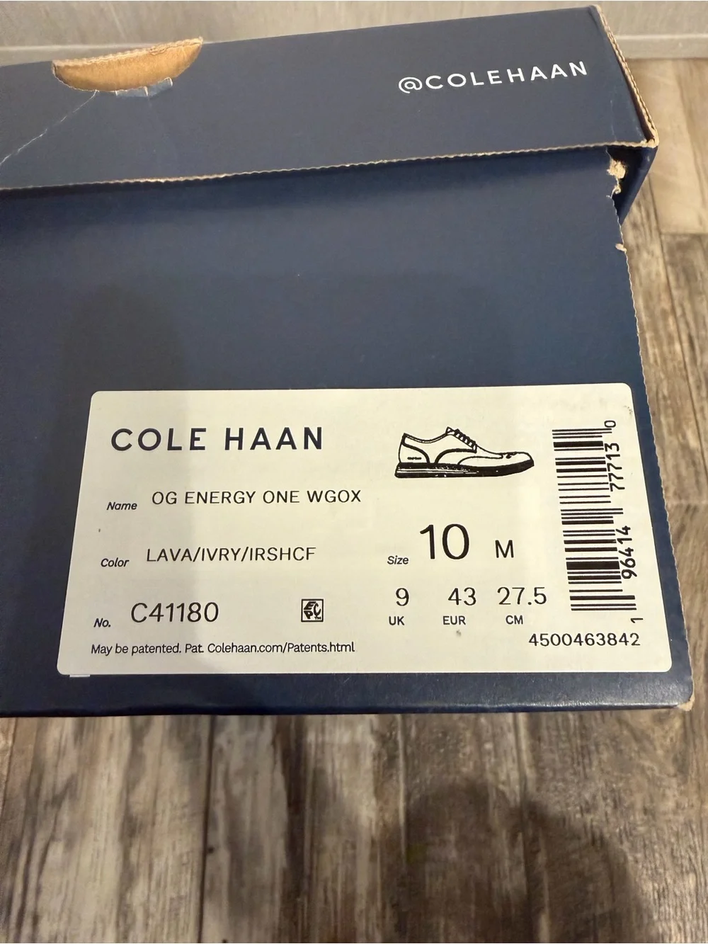 Cole Haan Men’s OG Energy One Brown Leather Wingtip Oxford Size 10